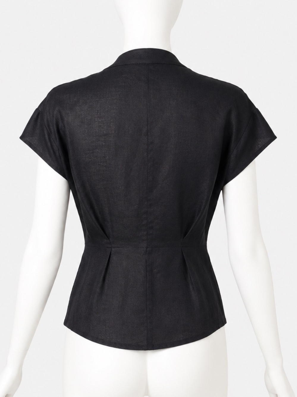Vintage Chloé Black Linen Button Front Top Blouse Cap Sleeve Minimalist S/M - Picture 2 of 8